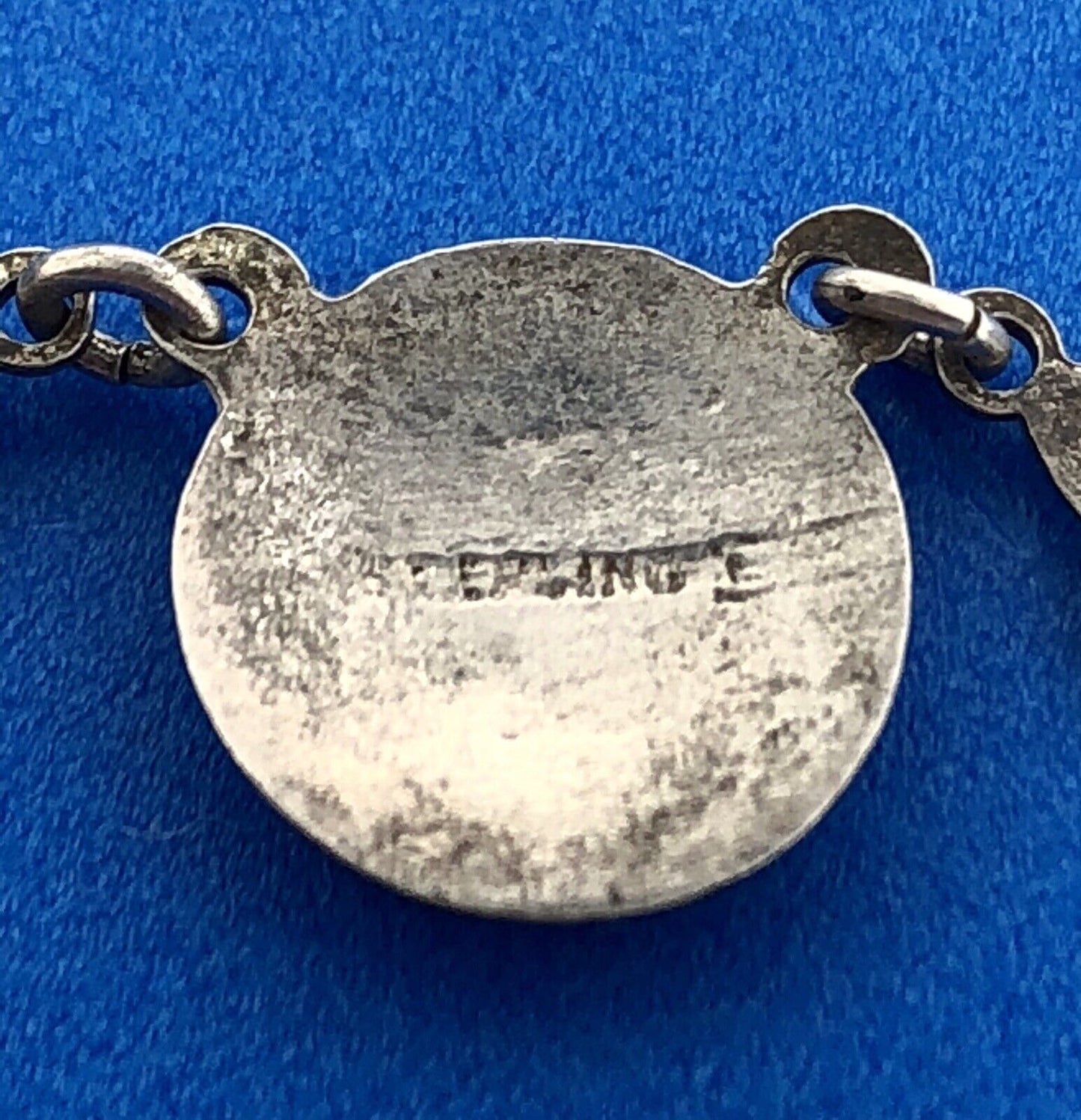 Victorian Sterling Silver 925 Guilloche Enamel Rose Filigree Childs Necklace