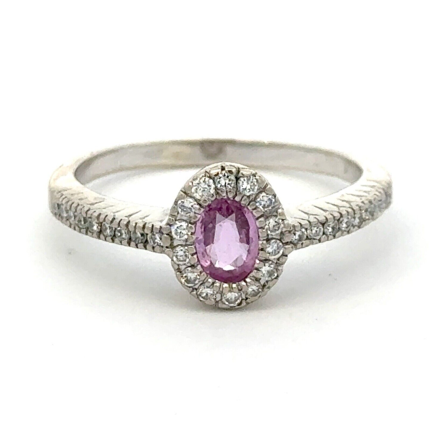 Designer B & G 14K White Gold Pink Sapphire Diamond Anniversary Cocktail Ring