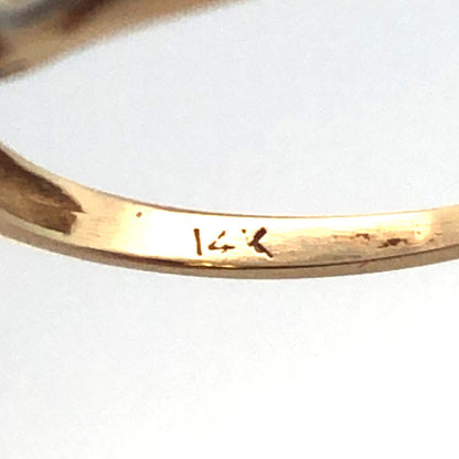 Estate 14K Yellow Gold Round Diamond Solitaire With Accents Engagement Ring