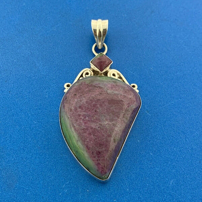 925 Sterling Silver Ruby Zoisite Third Eye Harmony Statement Pendant