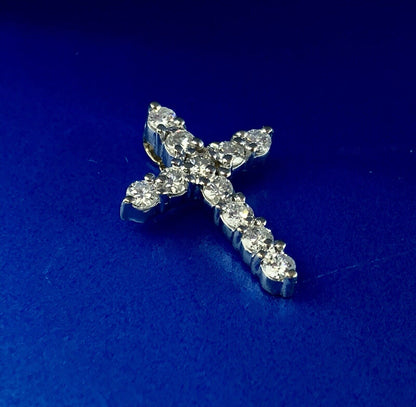 14K White Gold Diamond Cross Religious Communion Confirmation Bridal Pendant