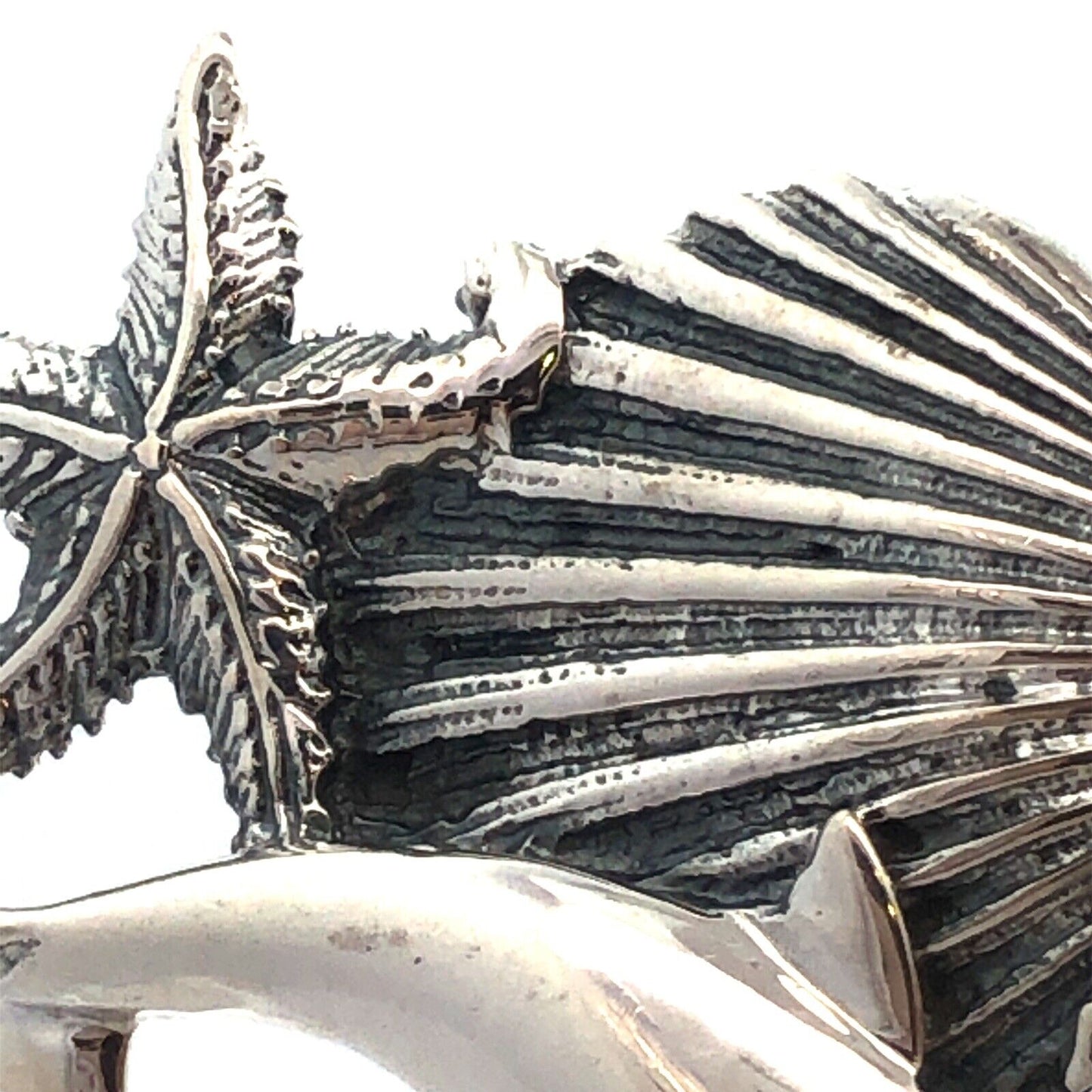 Estate 925 Sterling Silver Ocean Sea Dolphin Starfish Shell Beach Pendant