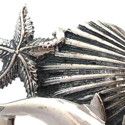 Estate 925 Sterling Silver Ocean Sea Dolphin Starfish Shell Beach Pendant