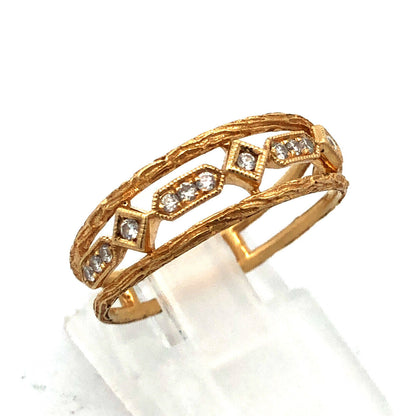 14K Yellow Gold Designer Diamond Wedding Anniversary Cocktail Band Ring