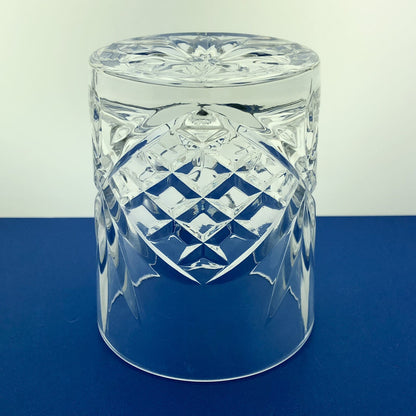 Elegant Starbust Basketweave Pattern Cut Crystal Highball Tumbler Bar Ware Glass