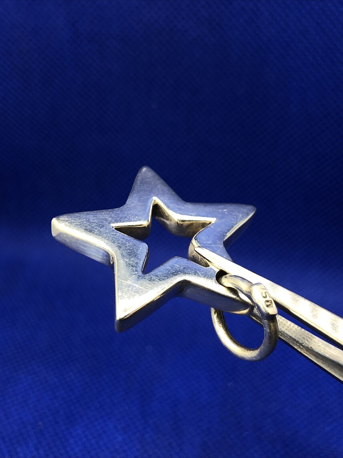 Estate 950 Fine Silver Star Cut Out Statement Pendant