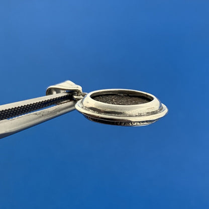 Estate Sterling Silver 925 Unknown Ancient Bronze Coin Dangle Pendant