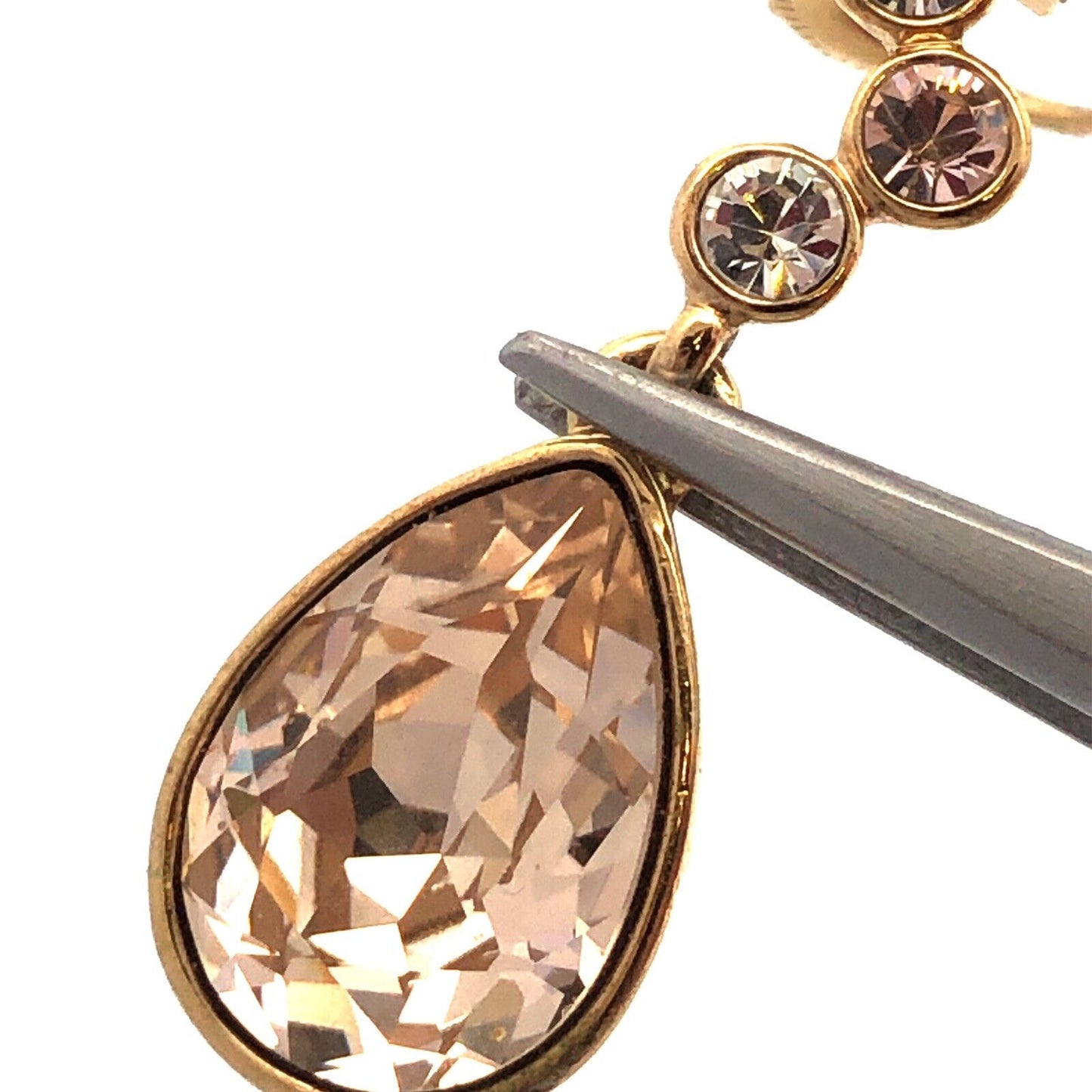 Givenchy Gold Tone Cubic Zirconia CZ Leverback Drop Dangle Statement Earrings