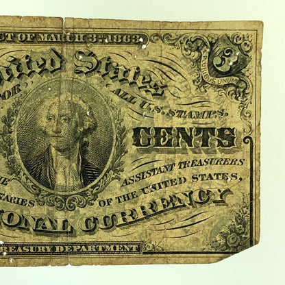 1864 3rd Issue 3 Cents Postage Fractional Currency Civil War Note Fr. 1227