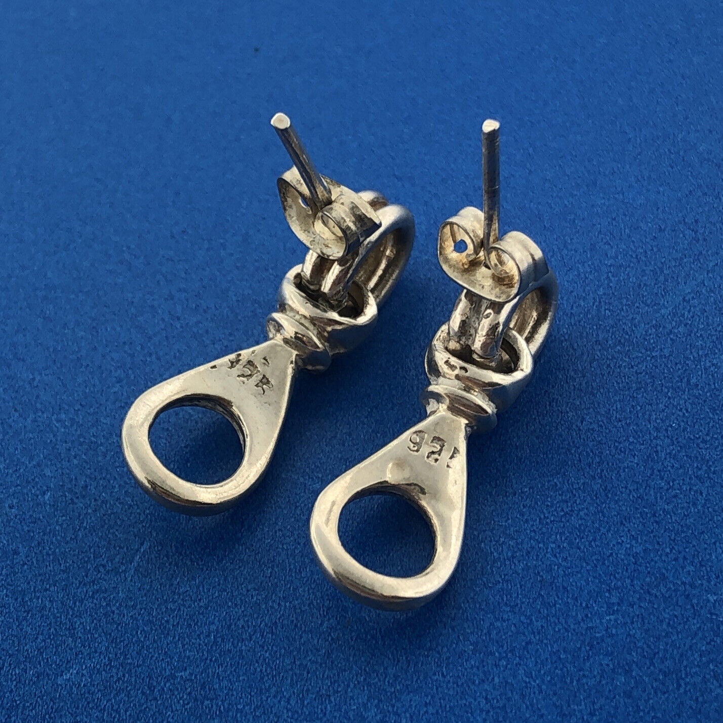 Equestrian 925 Sterling Silver Saddle Stirrups Drop Dangle Earrings