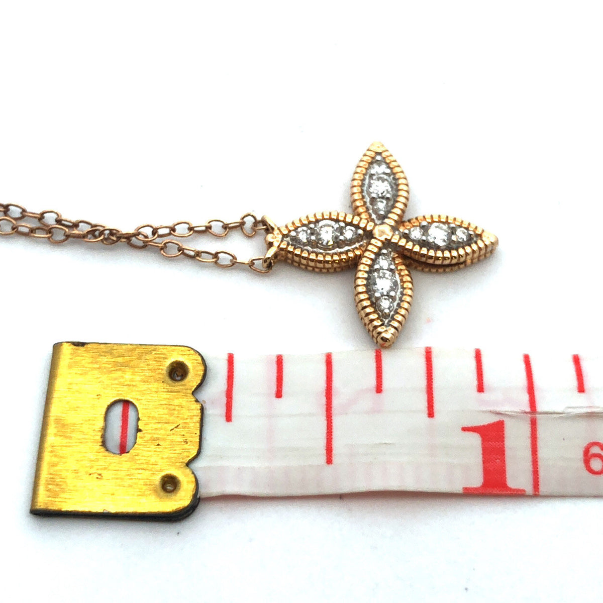 Designer 14K Yellow Gold Diamond Floral Pinwheel Necklace
