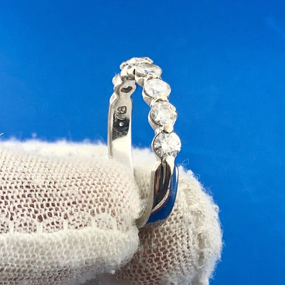 Stunning 14K White Gold Seven Diamond Anniversary Eternity Band Ring