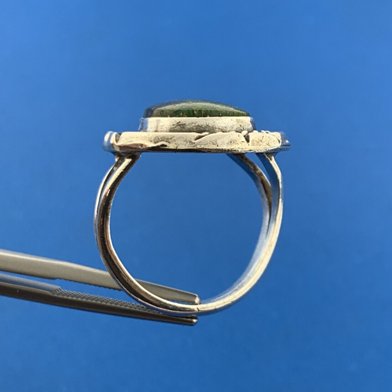 Native American Old Pawn 925 Sterling Silver Green Turquoise Statement Ring