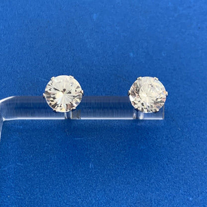 Brilliant Round Cubic Zirconia 925 Sterling Silver Statement Stud Earrings