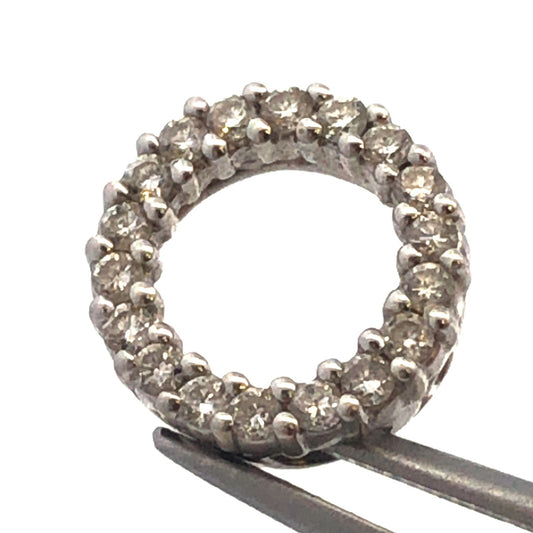 Designer JX 14K White Gold Diamond Round Ring Infinity Eternity Pendant