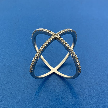 Estate 925 Sterling Silver Cubic Zirconia Axis Infinity Eternity Statement Ring