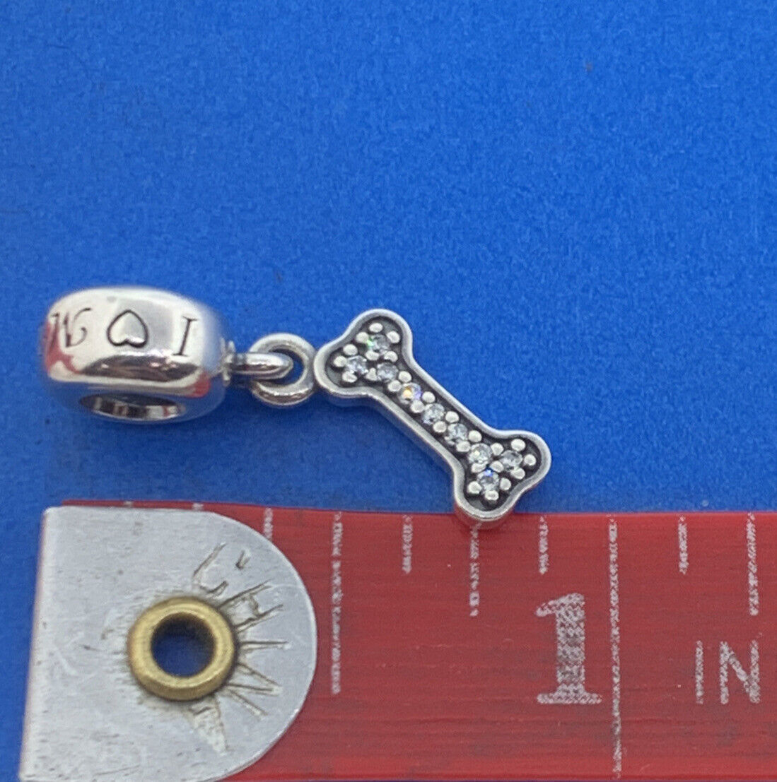 PANDORA Sterling Silver Cubic Zirconia 791263CZ Dog Bone Dangle Bracelet Charm
