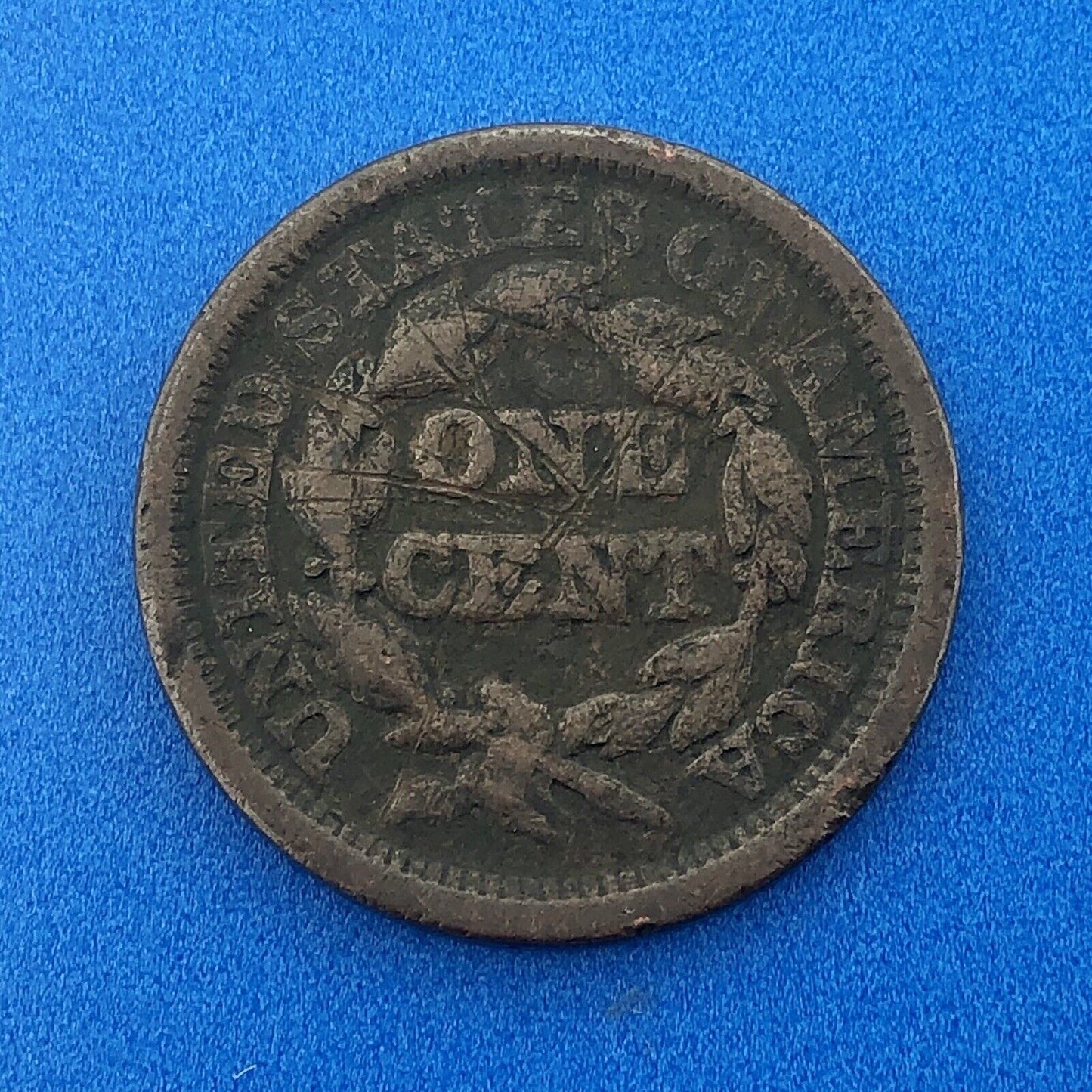 1845 Braided Hair Large Cent 1c Penny Philadelphia Mint Early American Copper