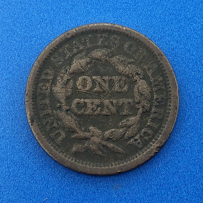 1845 Braided Hair Large Cent 1c Penny Philadelphia Mint Early American Copper