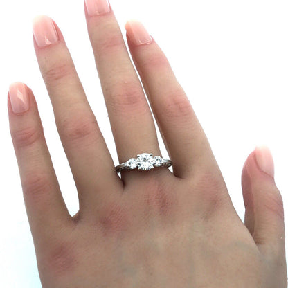 14K White Gold Three Stone Moissanite Engagement Bridal Anniversary Ring