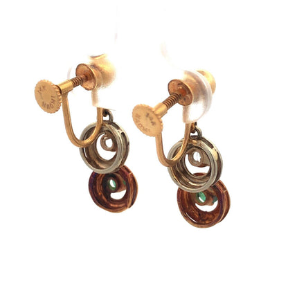 Naomi 14K White Yellow Rose Gold Diamond Emerald Drop Dangle Screw Back Earrings