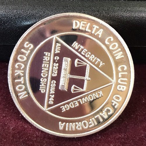 1996 Delta Coin Club of Stockton 40th Annv/Stockton's 150th Annv .999 Silver Rnd