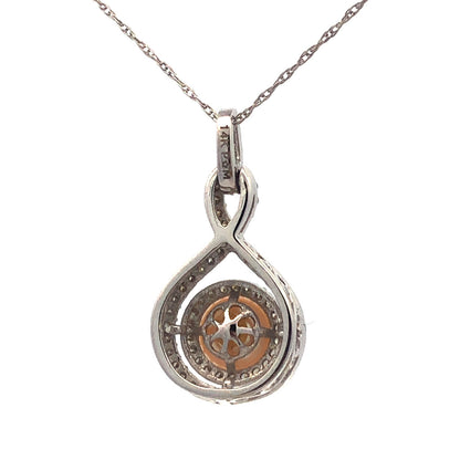 Designer 14K White Gold Pearl Diamond Bridal June Infinity Anniversary Necklace