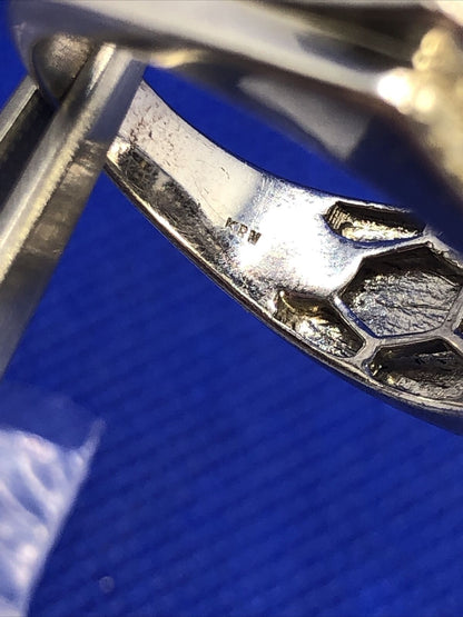 Designer 925 Sterling Silver Black White Pave Diamond Unisex Modernist Dome Ring