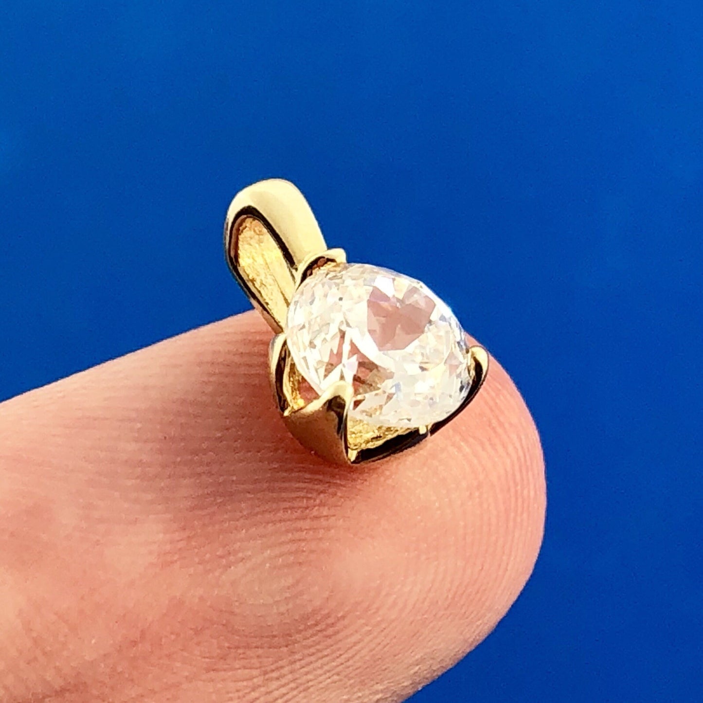 14k Yellow Gold Designer Cubic Zirconia CZ Solitaire Bridal Charm Pendant