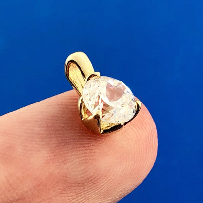 14k Yellow Gold Designer Cubic Zirconia CZ Solitaire Bridal Charm Pendant