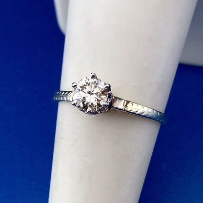 Art Deco Art Nouveau 14K Yellow White Gold Diamond Solitaire Engagement Ring
