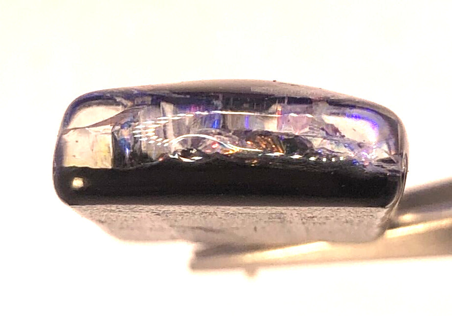 925 Sterling Silver Modernist  Multicolor Diachroic Glass Rectangle Pendant