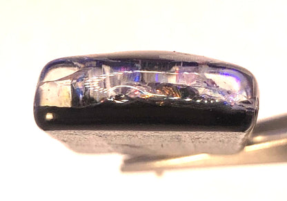 925 Sterling Silver Modernist  Multicolor Diachroic Glass Rectangle Pendant