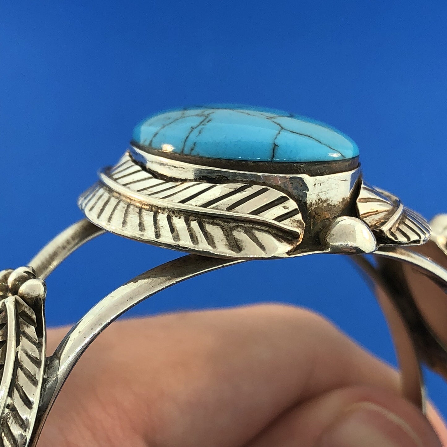 Vintage Taxco TC-216 Sterling Silver 925 Turquoise Trio Statement Cuff Bracelet
