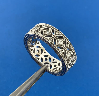 Tacori 925 Designer 925 Sterling Silver Cubic Zirconia CZ Art Deco Style Ring