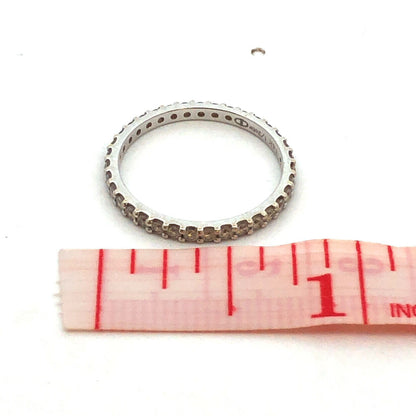 14K White Gold Round Diamond Wedding Anniversary Stacking Band Ring