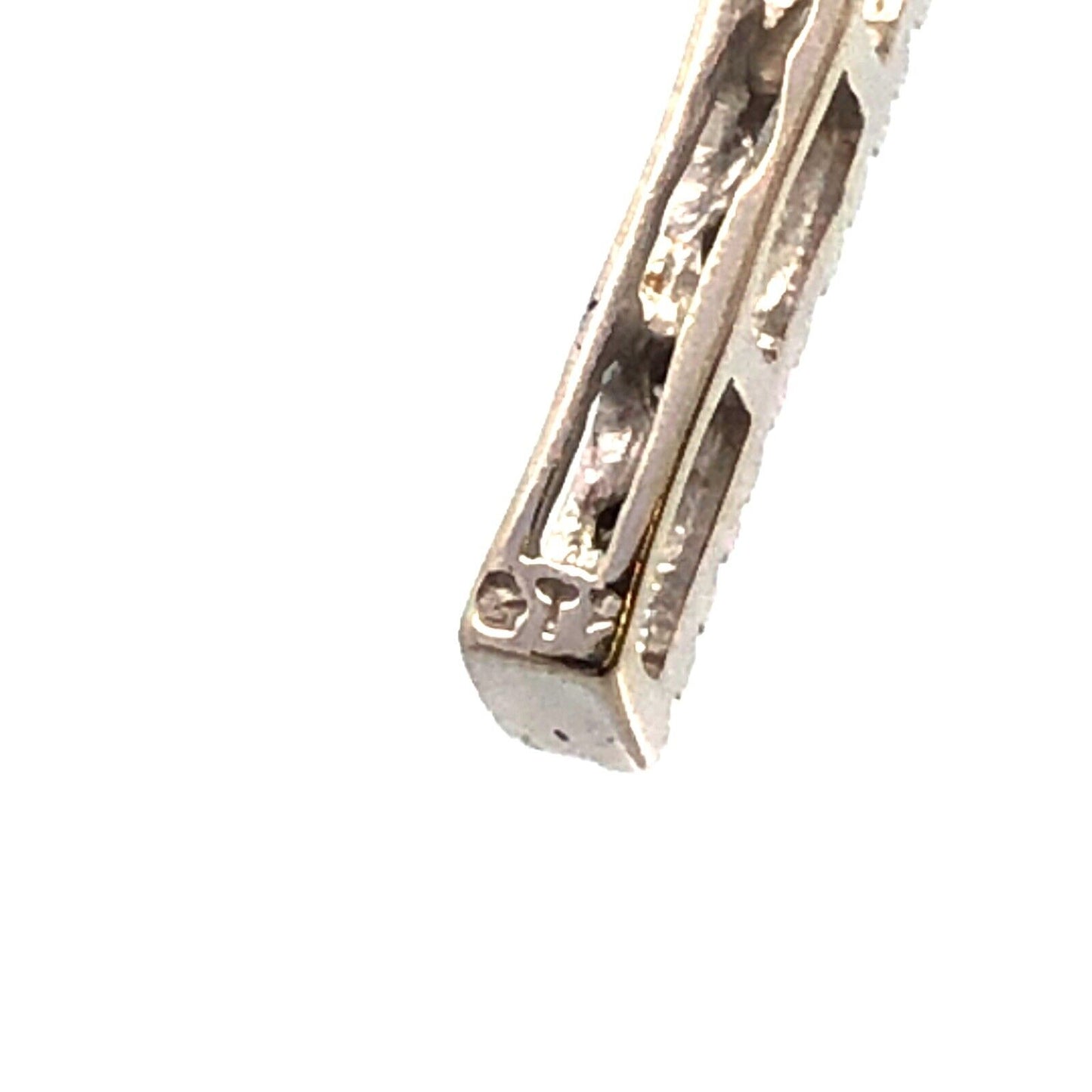 Designer 10K White Gold Round Diamond Cross Catholic Christian Pendant