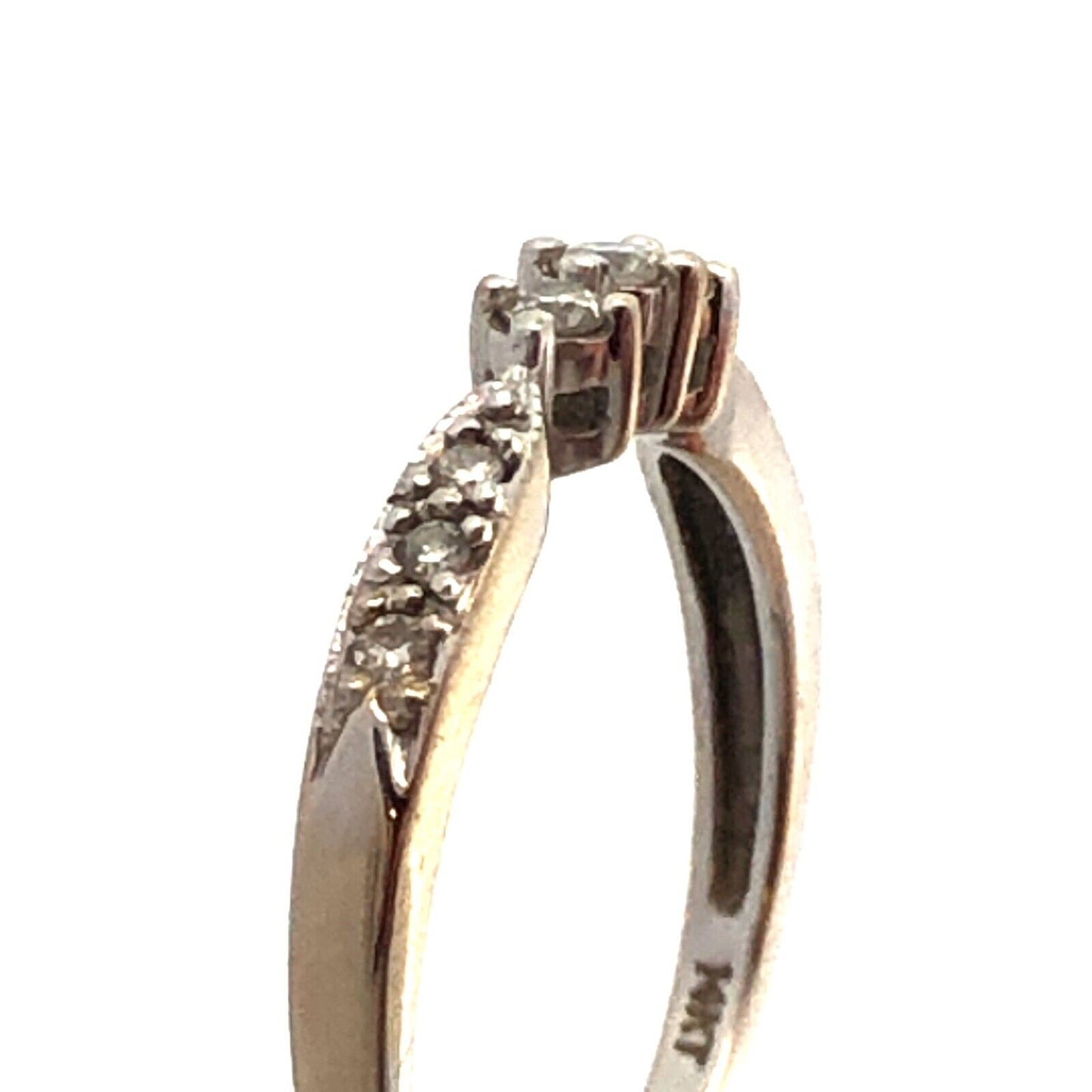 Designer 14K White Gold Round Diamond Wedding Anniversary Promise Band Ring