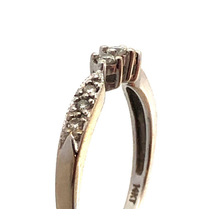 Designer 14K White Gold Round Diamond Wedding Anniversary Promise Band Ring