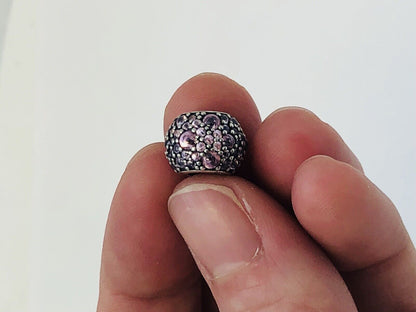 Authentic Pandora Light Pink Pave Lights Sterling Silver Bead Charm 791051PCZ