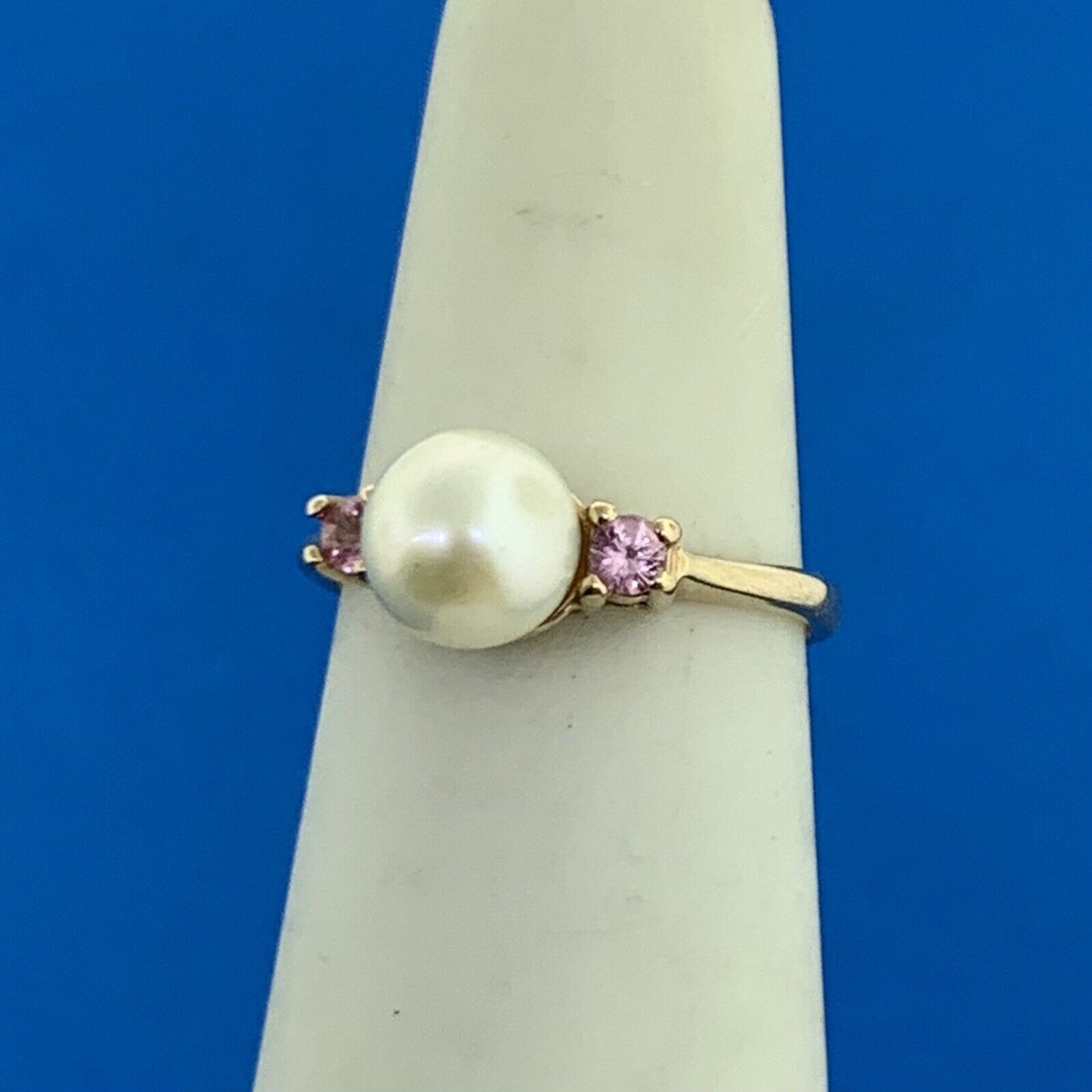 14K Yellow Gold Pearl Amethyst Accented June Birthstone Anniversary Ring