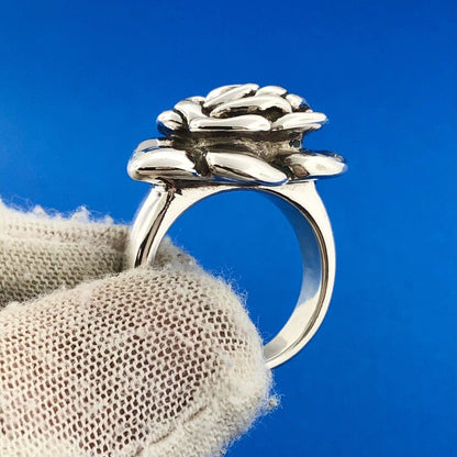 Designer ATI 925 Sterling Silver Rose Flower Floral Statement Fashion Ring