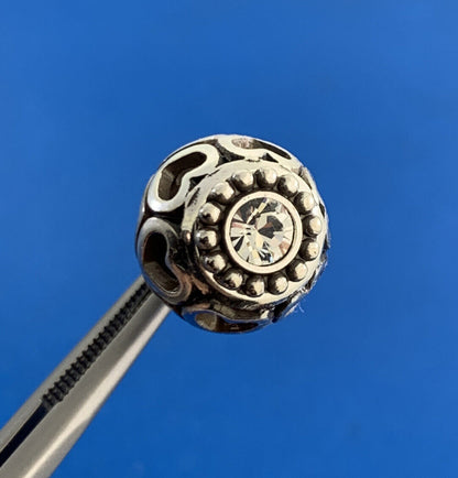 Designer 925 Sterling Silver Cubic Zirconia Open Heart Drop Dangle Ball Earrings