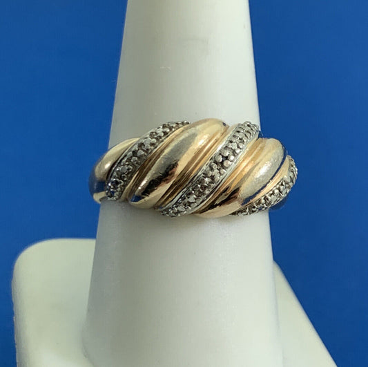 Designer Vermeil Two-Toned 925 Sterling Silver Twisted Statement Ring