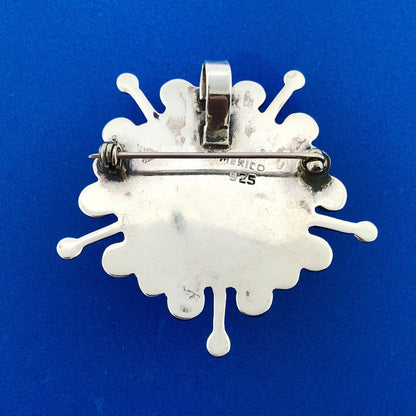 Modernist Abstract Sterling Silver 925 Radiant Dome Star Pin Brooch Pendant