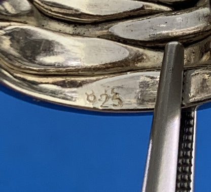 Sterling Silver 925 Wide Ribbon Textured Open Hoop Stud Earrings