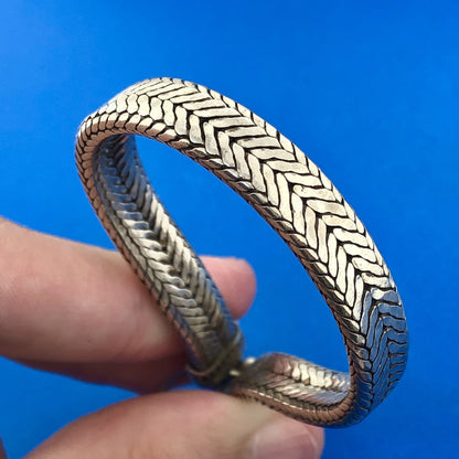 Vintage Artisan RA 925 Sterling Silver Heavy Wheat Link Clasp Bracelet