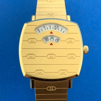 Gucci Gold Tone Dial Yellow Gold PVD Stainless Steel Ladies Watch YA157502 w/Box