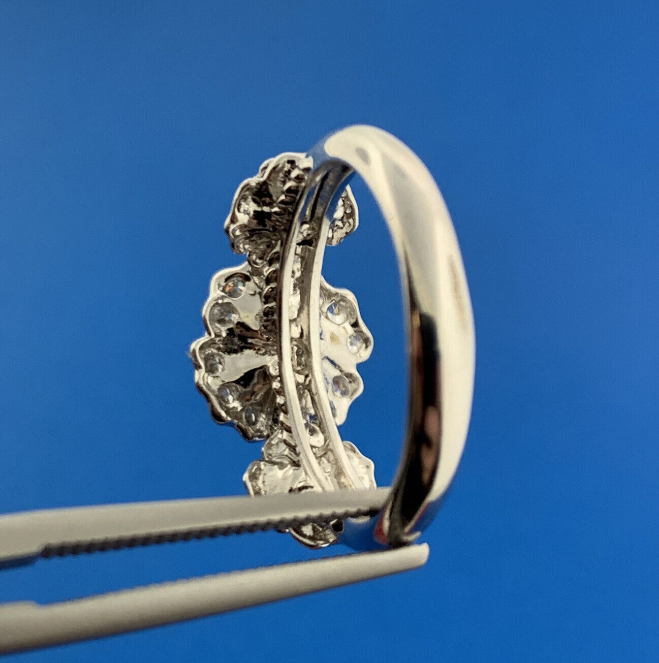 Designer EA China Sterling Silver 925 Cubic Zirconia CZ  Flower Cluster Ring