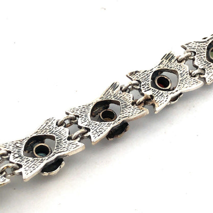 Designer 925 Sterling Silver Multigemstone Statement Tennis Bracelet